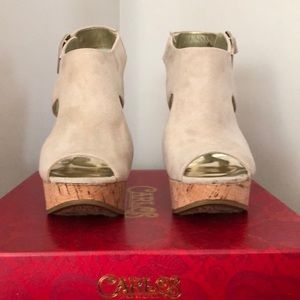 Carlos by Carlos Santana Light Taupe Suede Sandal Wedge Size 6